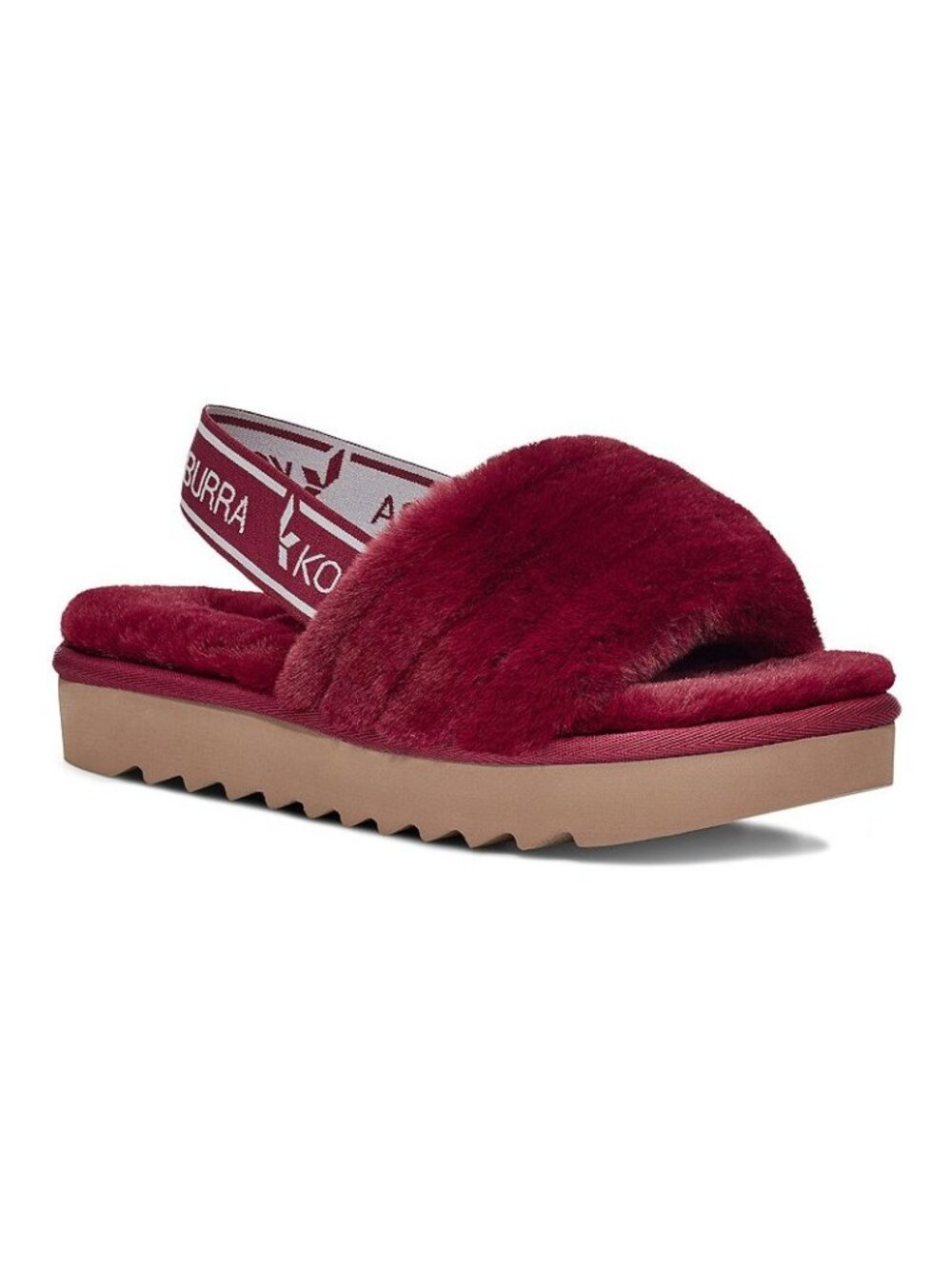 Koolaburra by UGG Fuzz'n II Women's Faux-Fur Slipper Sandals, Size: 10, Dark Red